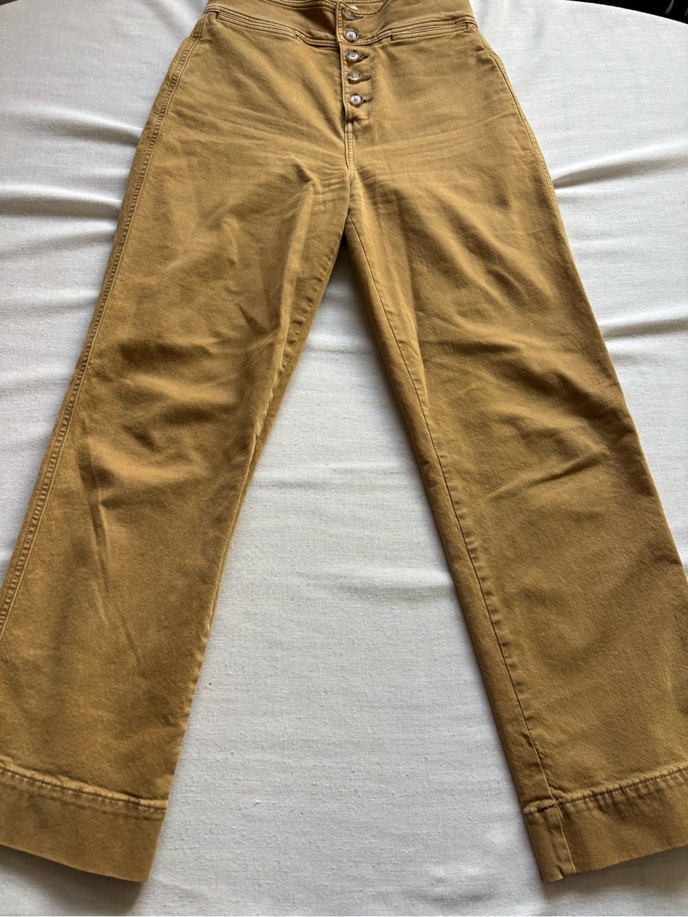 Lou & Grey High Rise Slim Wide Leg Pants Mustard Stretch Casual Size 28 - Picture 2 of 10